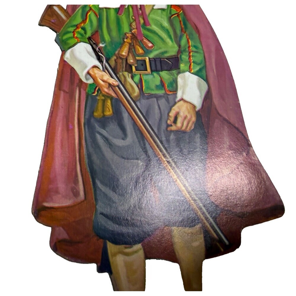 VTG DENNISON THANKSGIVING PILGRIM MAN DIECUT CARDBOARD DECORATION 8.5” - Picture 5 of 9